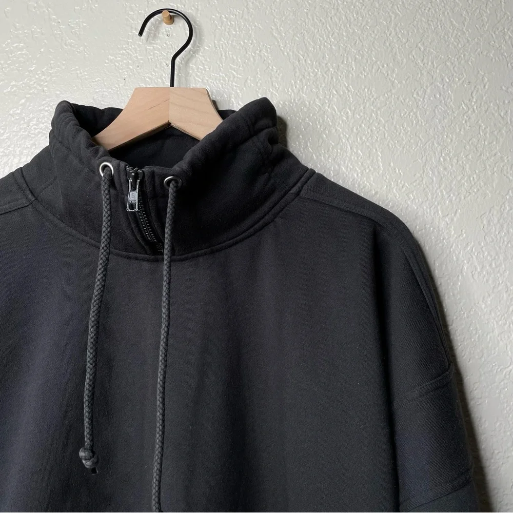Vintage Men's Black Sweater Quarter Collar Zip Up